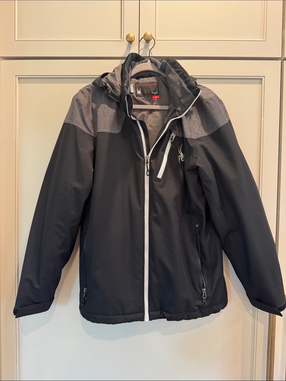 Spyder Black and Gray Ski Softshell Jacket with Hood